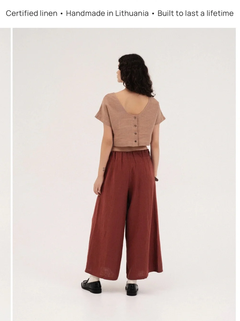 Handmade Linen Crop Top — Earthy Taupe - Picture 3 of 7